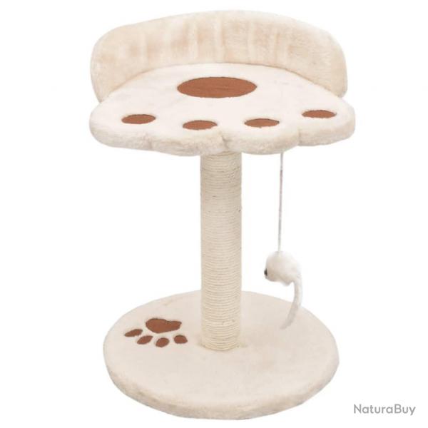 Arbre  chat griffoir grattoir niche jouet animaux peluch en sisal 40 cm beige et marron 3702275