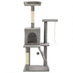 Arbre à chat griffoir grattoir niche jouet animaux peluché en sisal 120 cm gris 3702214