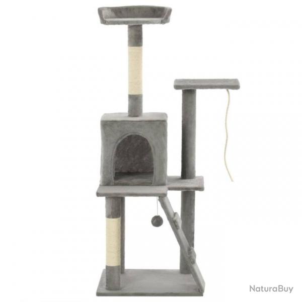 Arbre  chat griffoir grattoir niche jouet animaux peluch en sisal 120 cm gris 3702214