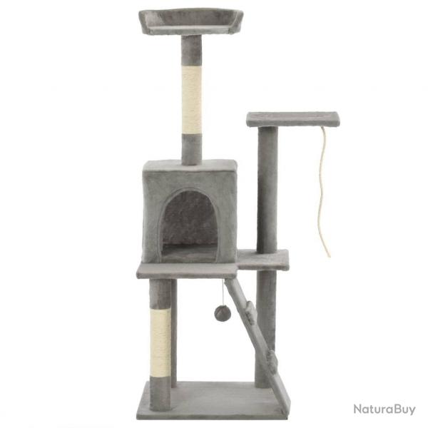 Arbre  chat griffoir grattoir niche jouet animaux peluch en sisal 120 cm gris 3702214