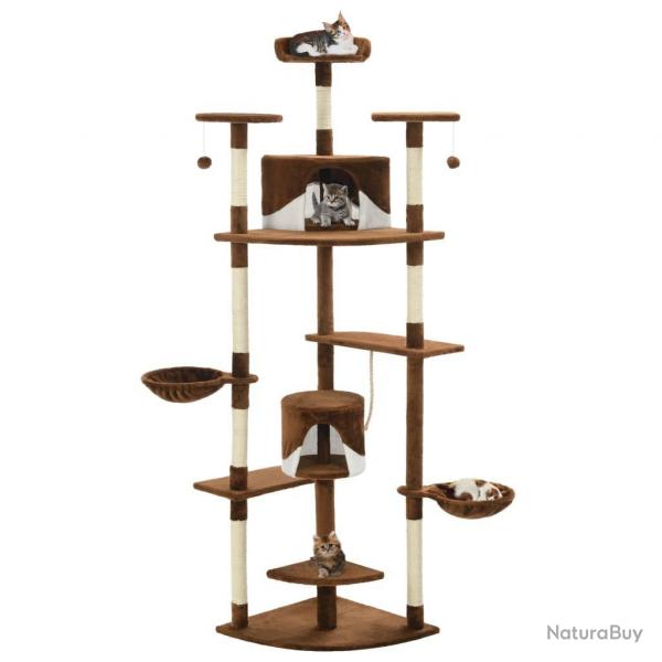 Arbre  chat griffoir grattoir niche jouet animaux peluch en sisal 203 cm marron et blanc 3702114