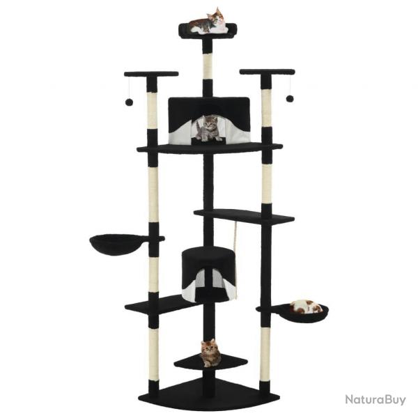 Arbre  chat griffoir grattoir niche jouet animaux peluch en sisal 203 cm noir et blanc 3702107