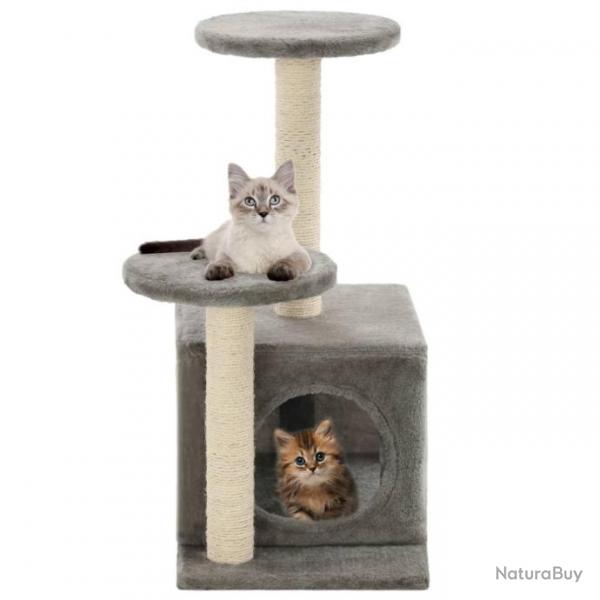 Arbre  chat griffoir grattoir niche jouet animaux peluch en sisal 60 cm gris 3702218