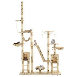 Arbre à chat griffoir grattoir niche jouet animaux peluché 230-250 cm empreintes de pattes beige 37