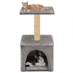 Arbre à chat griffoir grattoir niche jouet animaux peluché en sisal 55 cm gris 3702078