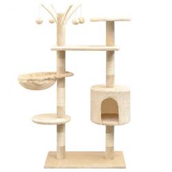 Arbre à chat griffoir grattoir niche jouet animaux peluché en sisal 125 cm beige 3702210