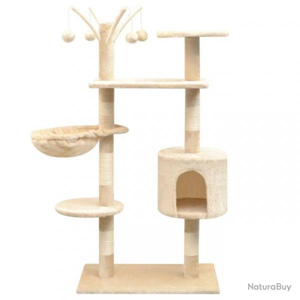 Arbre  chat griffoir grattoir niche jouet animaux peluch en sisal 125 cm beige 3702210