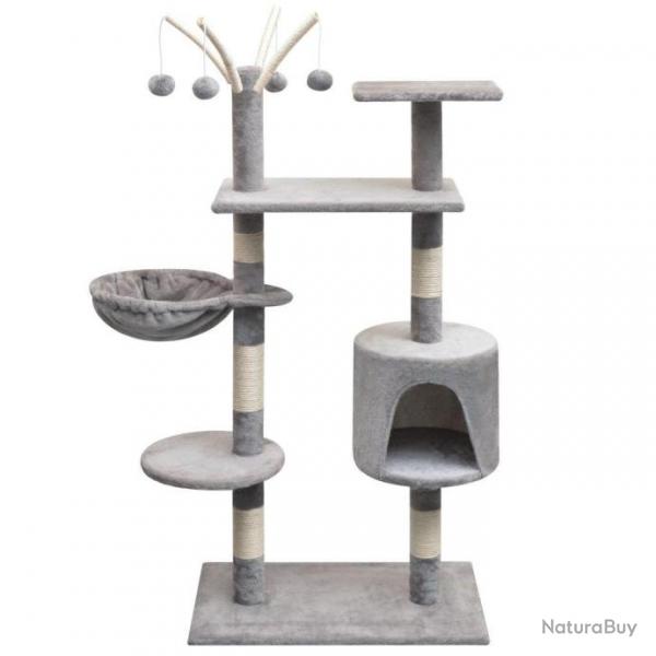 Arbre  chat griffoir grattoir niche jouet animaux peluch en sisal 125 cm gris 3702185