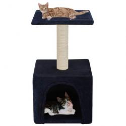 Arbre à chat griffoir grattoir niche jouet animaux peluché en sisal 55 cm bleu foncé 3702122