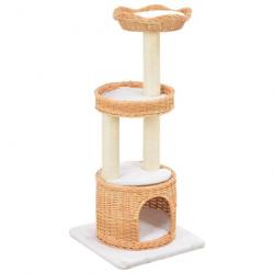 Arbre à chat griffoir grattoir niche jouet animaux peluché en sisal naturel bois de saule 3702234