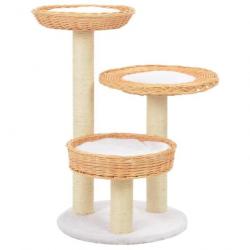 Arbre à chat griffoir grattoir niche jouet animaux peluché en sisal naturel bois de saule 3702248