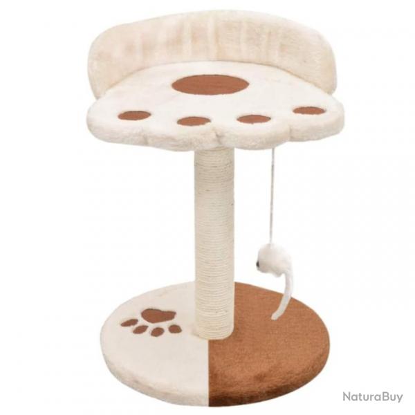 Arbre  chat griffoir grattoir niche jouet animaux peluch en sisal 40 cm beige et marron 3702261
