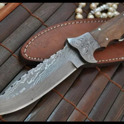 Real Art - Couteau de chasse fait main - damas avec lame pleine finement ciselée Full tang