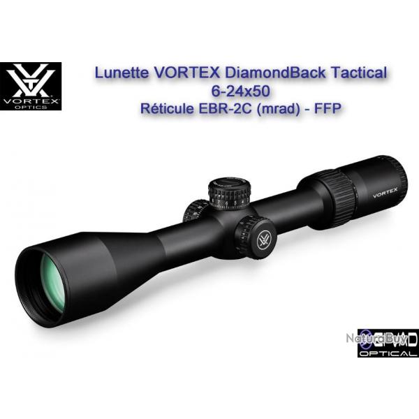 Lunette VORTEX DiamondBack Tactical 6-24x50 FFP - Rticule EBR-2C (mrad)