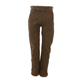 Pantalon en cuir Chasse Elégance avec lacet dos et coutures oranges CE692