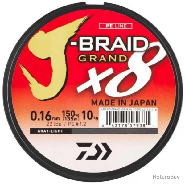 Tresse Daiwa J-Braid Grand X8 Gris - 135 m 06/100 - 4,0 kg - 06/100 - 4,0 kg