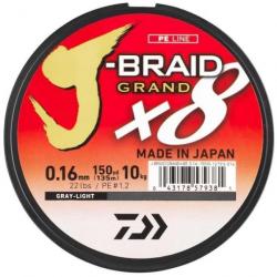 Tresse Daiwa J-Braid Grand X8 Gris - 135 m 06/100 - 4,0 kg - 22/100 - 17 kg