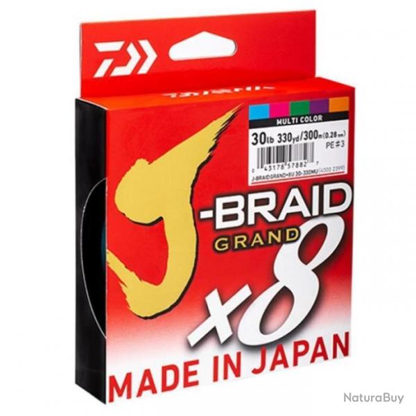 Tresse Daiwa J-Braid Grand X8 Multicolore - 150 m - 13/100 - 8 kg