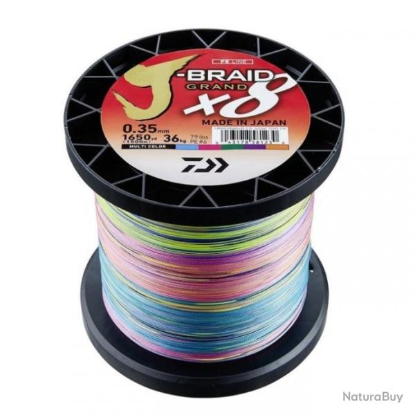 Tresse Daiwa J-Braid Grand X8 Multicolore - 1500 m - 35/100 - 36,0 kg