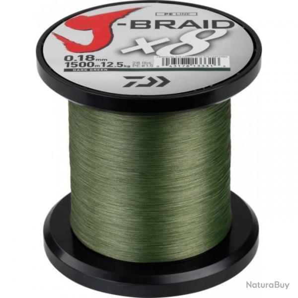 Tresse Daiwa J-Braid X8 Vert - 1500 m - 56/100 - 65 kg