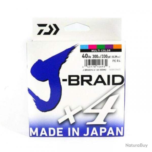 Tresse Daiwa J-Braid X4 Multicolore - 500 m - 17/100 - 8,4 kg