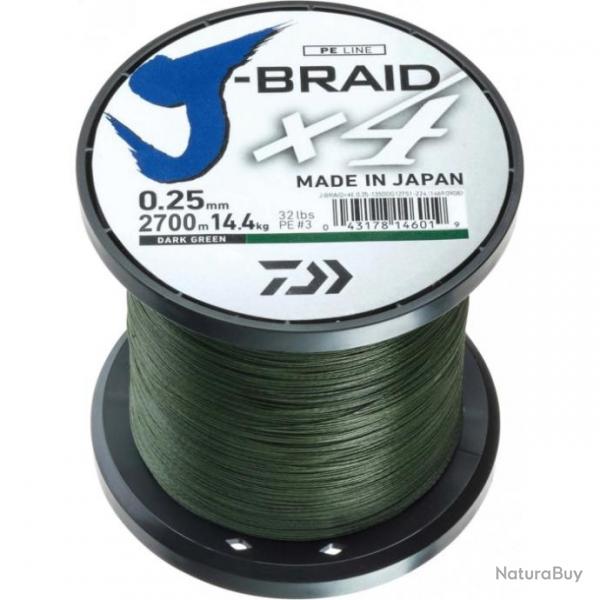 Tresse Daiwa J-Braid X4 Vert - 1350 m - 29/100 - 18,6 kg