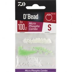 Perles Micro Beads Kit 3 couleurs Daiwa D'Bead - S / Transparent - Phospho - Vert