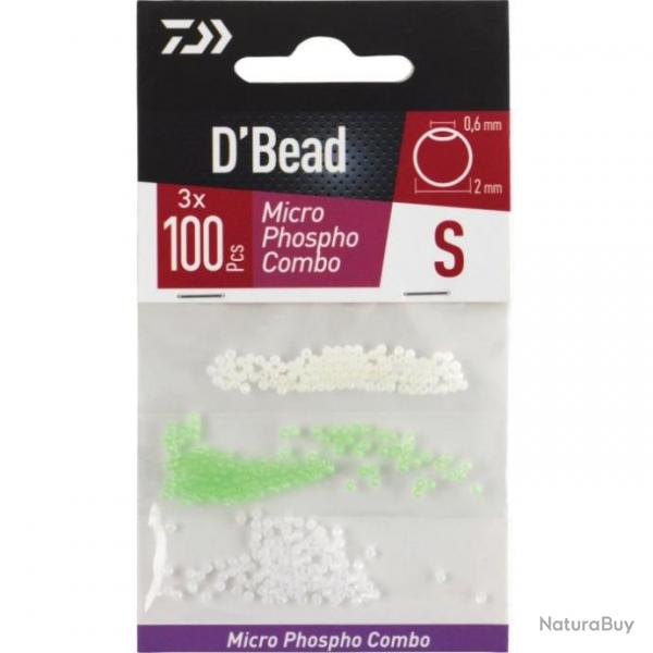 Perles Micro Beads Kit 3 couleurs Daiwa D'Bead - S / Transparent - Phospho - Vert