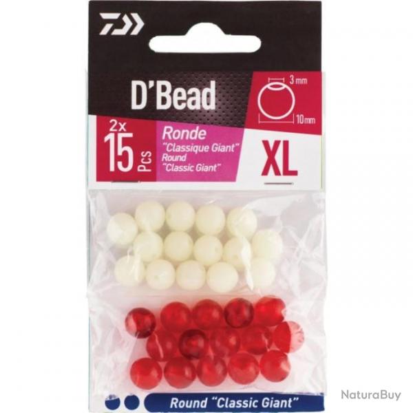 Combo Perles Giant Daiwa D'Bead 2XL / Rose et vert / Ovale - XL / Rouge et phospho / Ronde