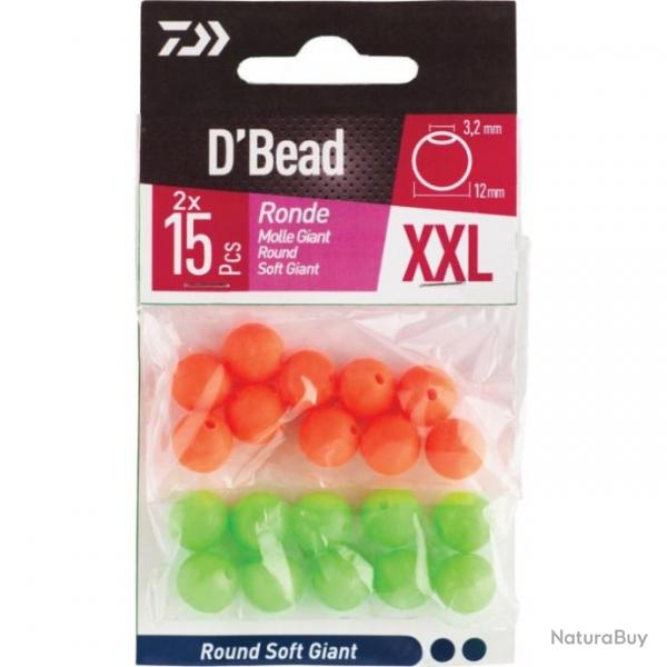 Combo Perles Giant Daiwa D'Bead 2XL / Rose et vert / Ovale - XL / Orange et vert / Ronde Molle