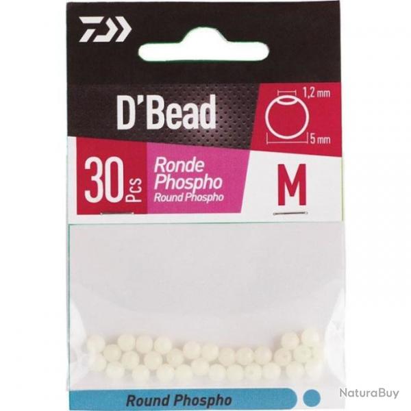 Perles rondes Daiwa D'Bead - M / Blanc / Phospho