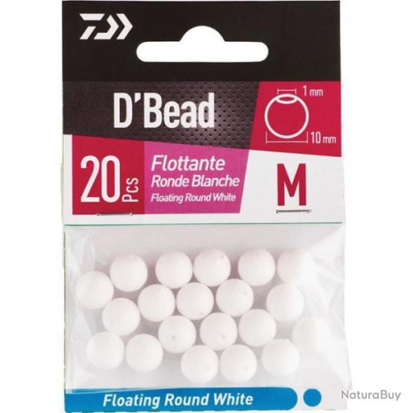 Perles Flottantes rondes Daiwa D'Bead - M / Blanc / Uni