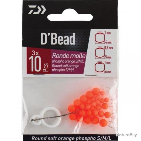 Kit De Perles Molles Daiwa D'Bead Ovales ou rondes - Orange / Phosho / Rondes