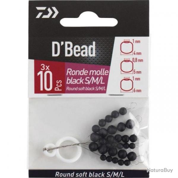 Kit De Perles Molles Daiwa D'Bead Ovales ou rondes - Noir / Uni / Rondes