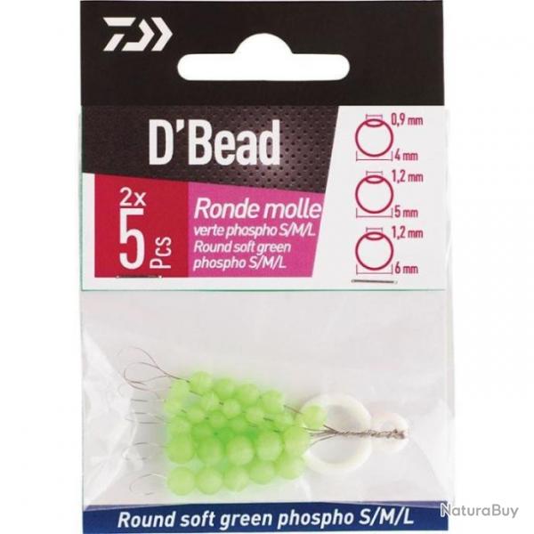 Kit De Perles Molles Daiwa D'Bead Ovales ou rondes - Vert / Phosho / Rondes