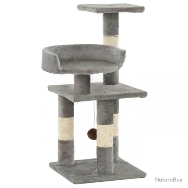 Arbre  chat griffoir grattoir niche jouet animaux peluch en sisal 65 cm gris 3702042