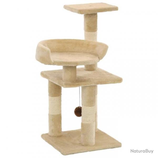 Arbre  chat griffoir grattoir niche jouet animaux peluch en sisal 65 cm beige 3702043
