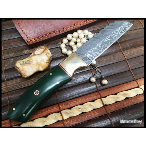 Couteau de chasse fait main personnalis Damas - Full Tang