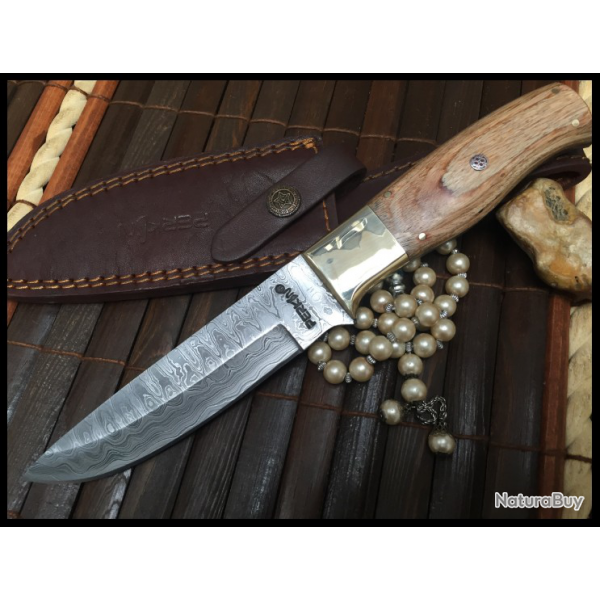 Couteau droit Damas - Compagnon de chasse (4)