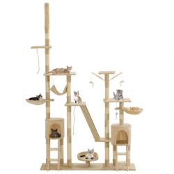 Arbre à chat griffoir grattoir niche jouet animaux peluché en sisal 230-250 cm beige 3702048