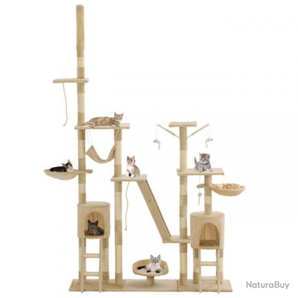 Arbre  chat griffoir grattoir niche jouet animaux peluch en sisal 230-250 cm beige 3702048
