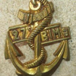 27° Bataillon d?Infanterie de Marine, métal doré embouti