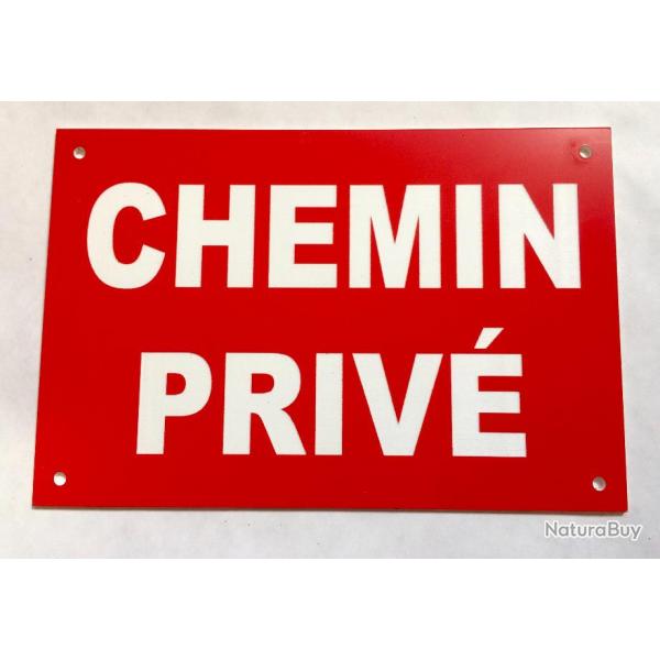 Panneau "CHEMIN PRIV" format 200 x 300 mm fond ROUGE