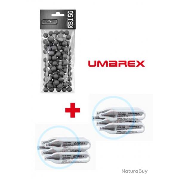 Pack Recharge Walther T4E HDR50 100 Balles Coutchouc + Metal Cal. 50 + 10 Capsules CO2 UMAREX