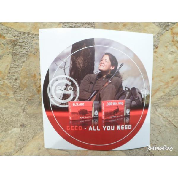 Superbe autocollant GECO cartouches  balle grande chasse "All You need"