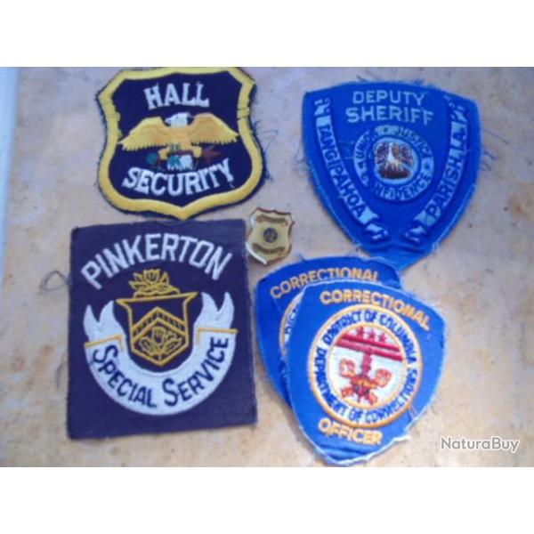 5 patch amricain police US USA prison scurit deputy sheriff Pinkerton officer jail