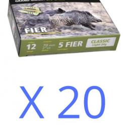 20 X BOITES DE 5 FIER CALIBRE 12/70 CLASSIC LIGHT 24G