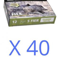 40 X BOITES DE 5 FIER CALIBRE 12/70 CLASSIC LIGHT 24G