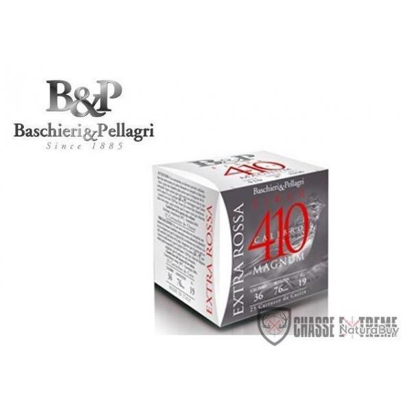 Boite de 25 Cartouches B&P Extra Rossa 410 Magnum Fiber 19G Cal 36/76 PB 5