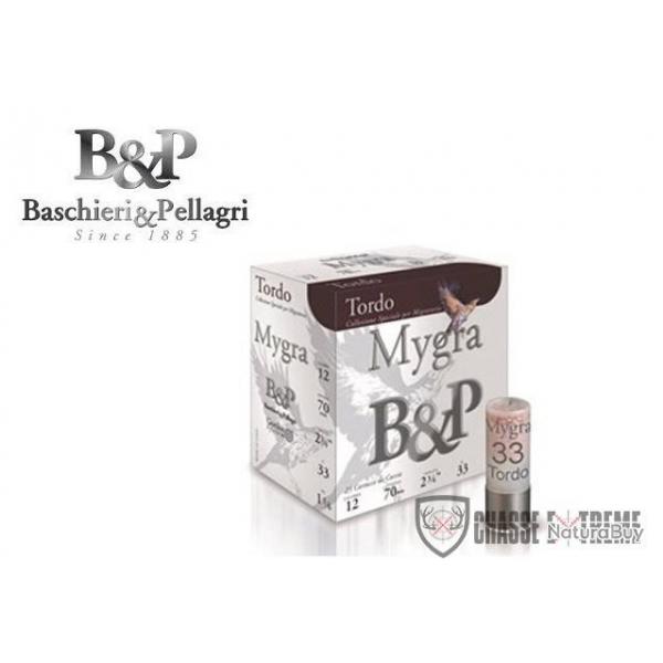 Boite de 25 Cartouches B&P Mygra Tordo 33 Gr Cal 12/70 Pb 9.5